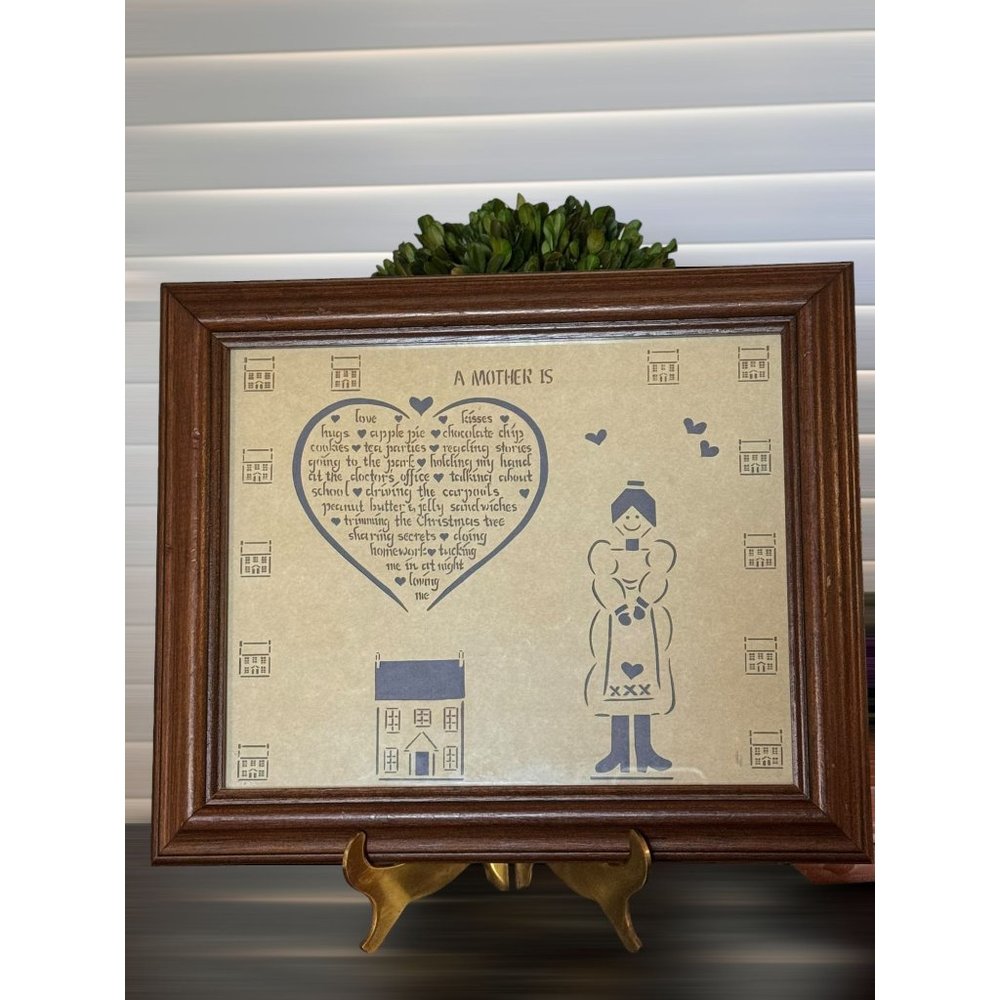 Scherenschnitte Paper Cutting A MOTHER IS Framed Vintage 1985 Signed RW - Vtg.